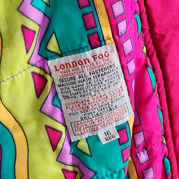 Vintage London Fog Neon Pink/Fuscia Parka Coat 16 Reg 80s 90s Ski Jacket - Picture 8 of 8